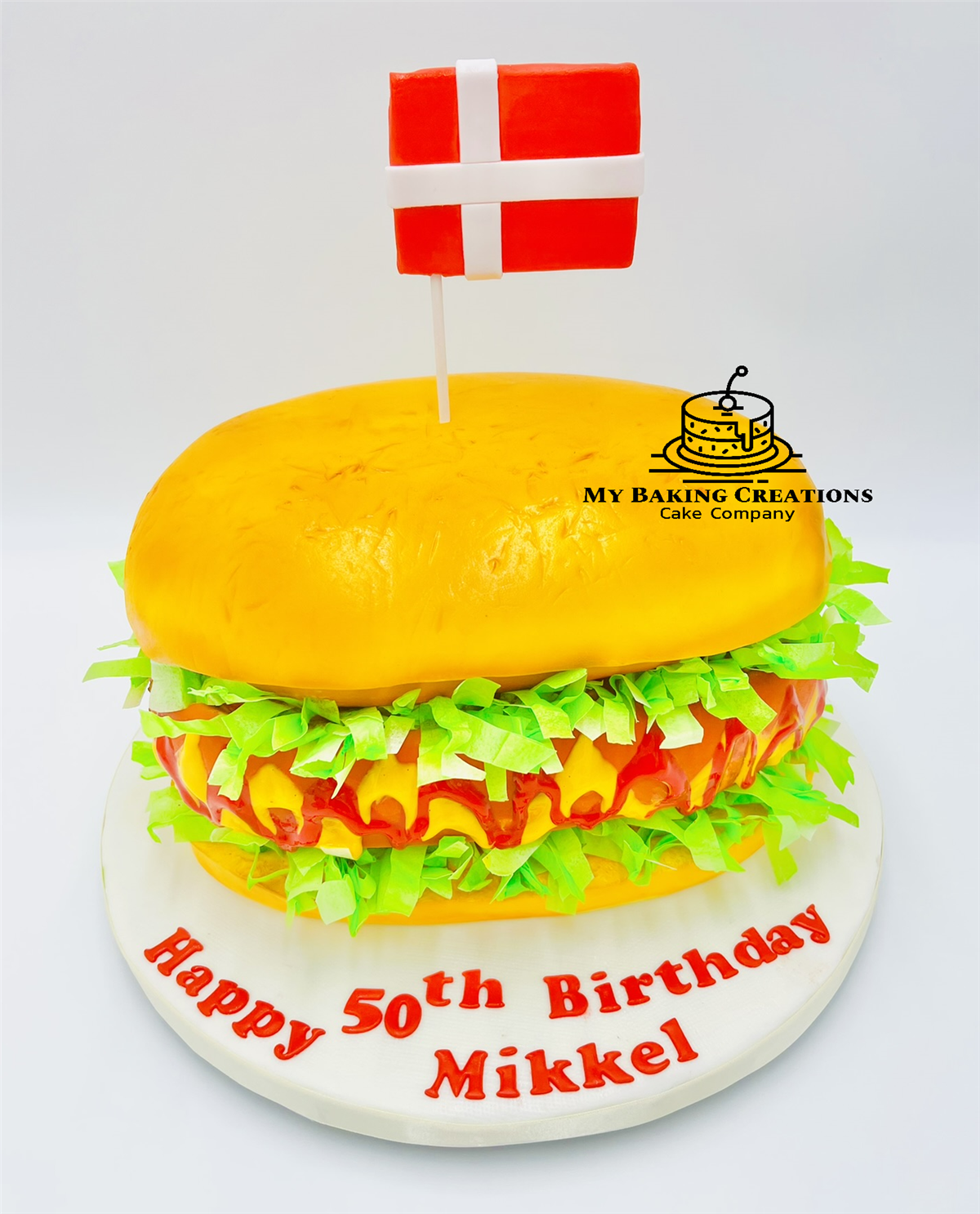 Custom realistic hot dog illusion cake San Francisco Bay Area bakery